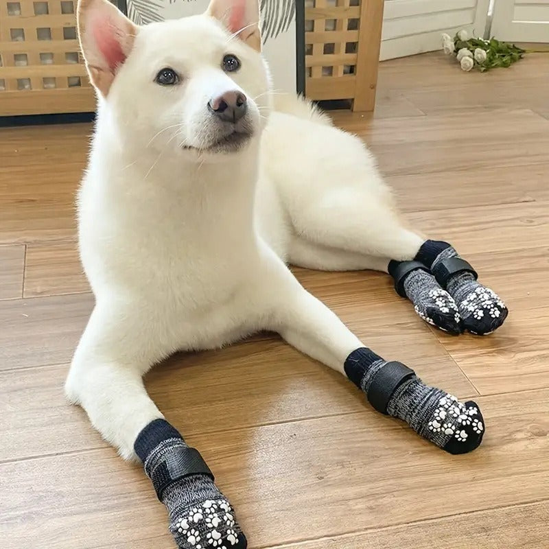 Non-Slip Dog Boots for Senior & Arthritic Dogs – Hardwood Floor Traction (Set of 4)