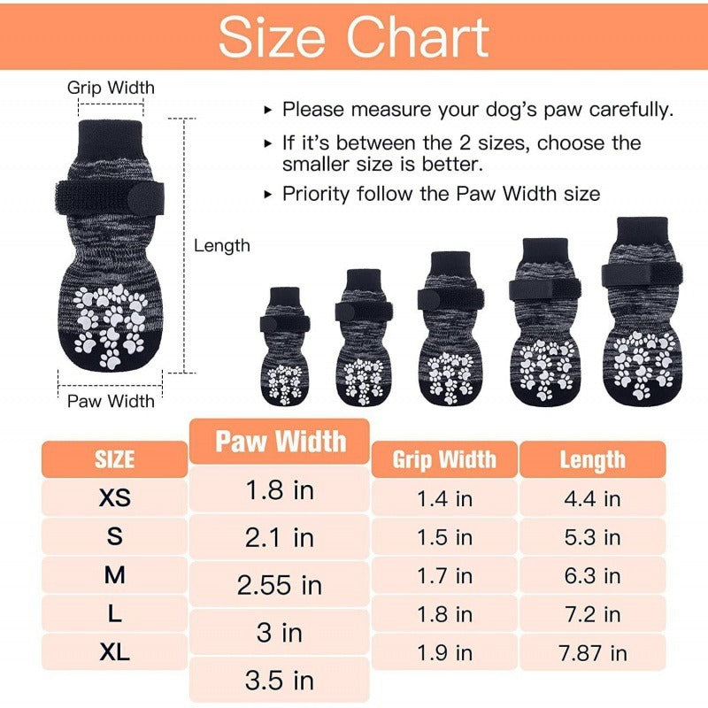 Non-Slip Dog Boots for Senior & Arthritic Dogs – Hardwood Floor Traction (Set of 4)
